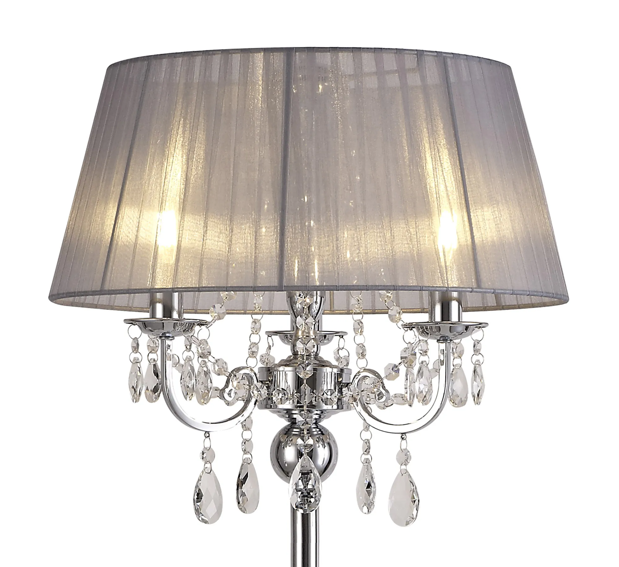 Olivia Crystal 163cm Floor Lamp 3 Light IL30063/GY  Diyas Olivia Polished Chrome-Grey
